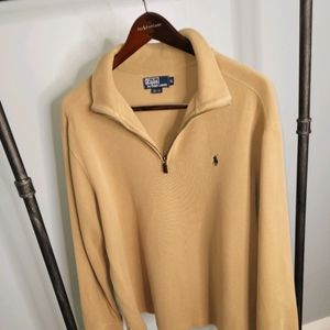 Sand tan 1/4 zip sweater Polo by Ralph Lauren.